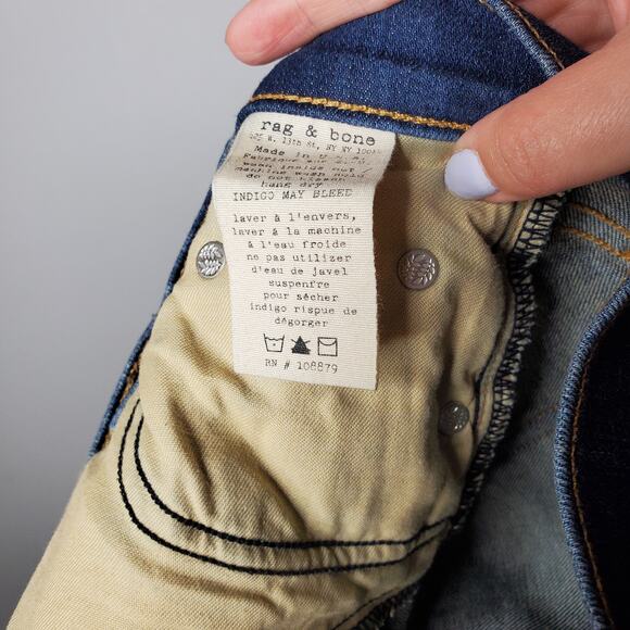 Rag & Bone Skinny Jeans Dark Wash Kingsland Style W1502K520 Women's Size 28 - Picture 10 of 16